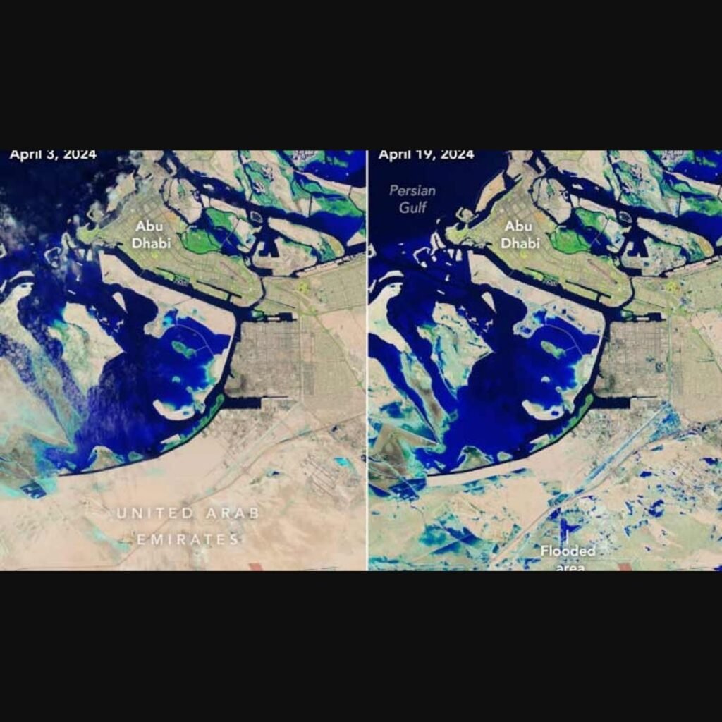 NASA's Landsat 9 Satellite Captures Dubai Floods Before and After from Space
