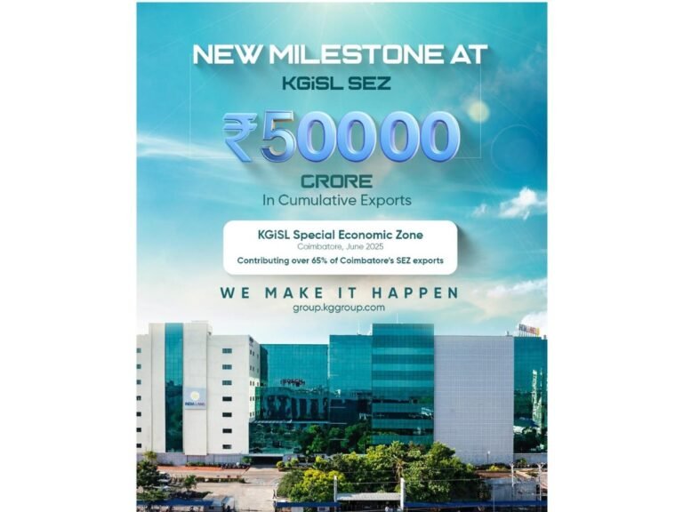 KGiSL Special Economic Zone crosses 50,925 Crore in Cumulative Exports.